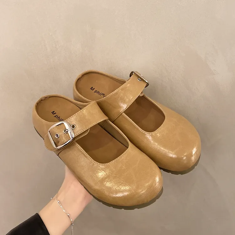 厚底包头半拖鞋女款2025夏季新款一脚蹬玛丽珍鞋勃肯鞋外穿凉拖鞋