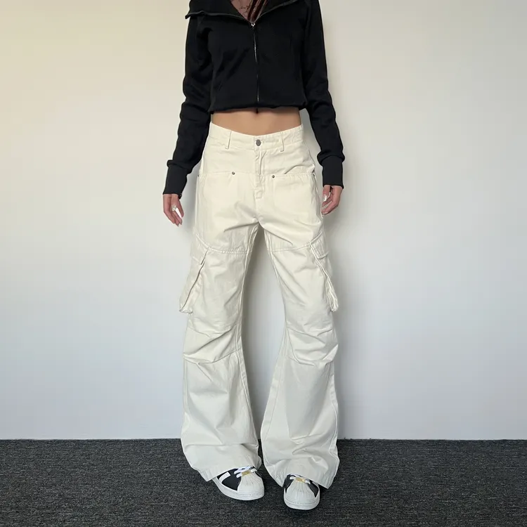LA17美式复古伞兵裤褶皱多口袋工装裤男女宽松cleanfit休闲裤6277
