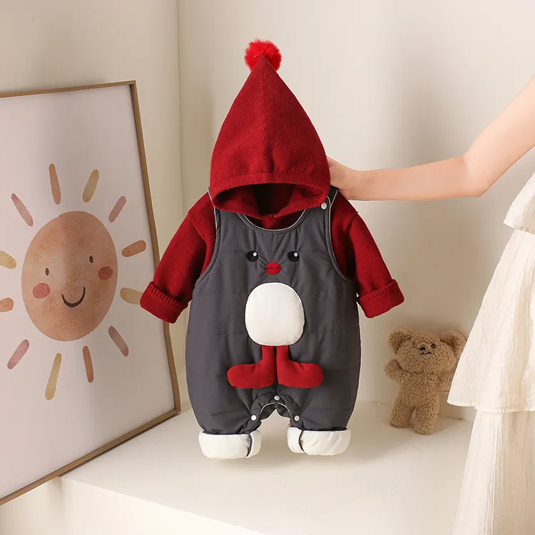 婴儿背带裤套装宝宝冬装毛衣卡通背带裤两件套秋冬季婴儿外出服