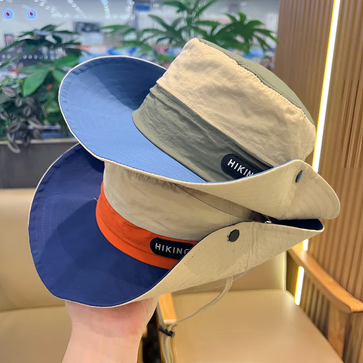 韩国儿童春夏季速干防晒渔夫帽宝宝户外大檐登山露营男女童遮阳帽