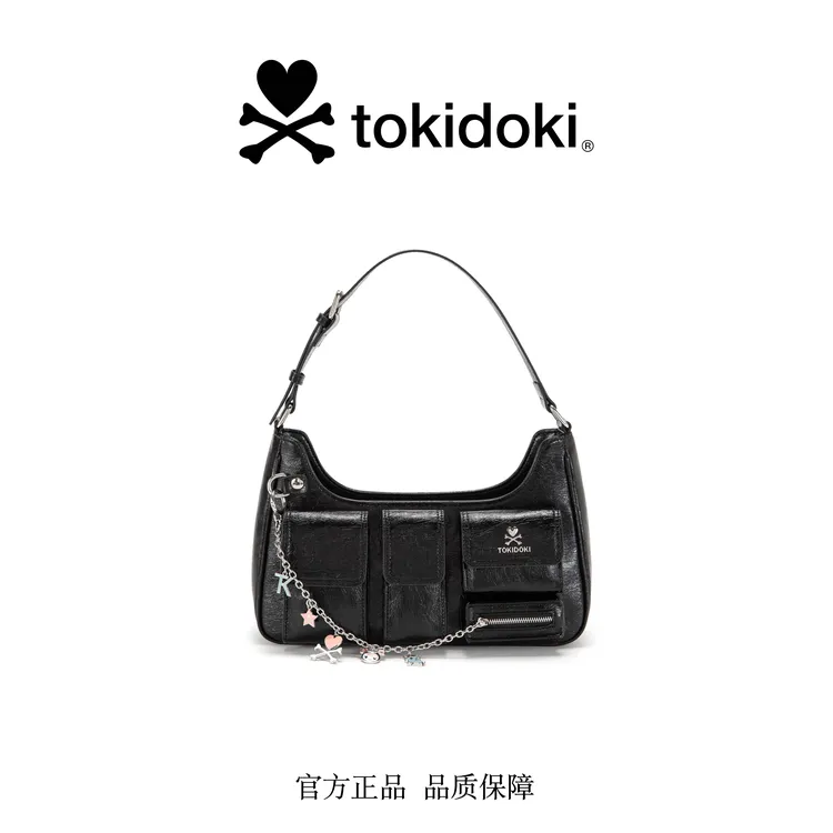 意大利品牌-【tokidoki独角兽】-女一号-极简风酷飒机车包-爱心骨头