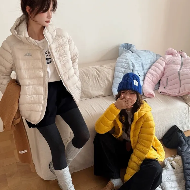 时尚早秋轻薄连帽棉衣外套女小个子设计感排骨服夹棉棉袄