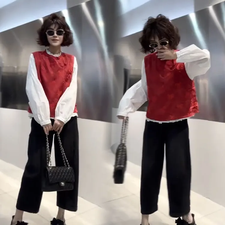 2025秋冬新款时尚显瘦气质网红高档套装女高级百搭宽松大码三件套