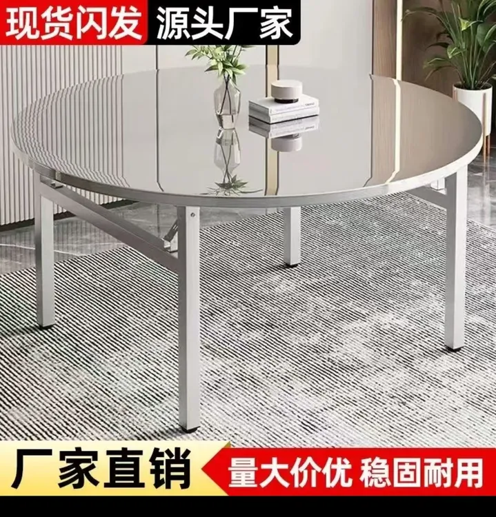 不锈钢折叠圆桌特厚便携式烧烤桌子户外摆摊夜市简易餐桌圆形桌子