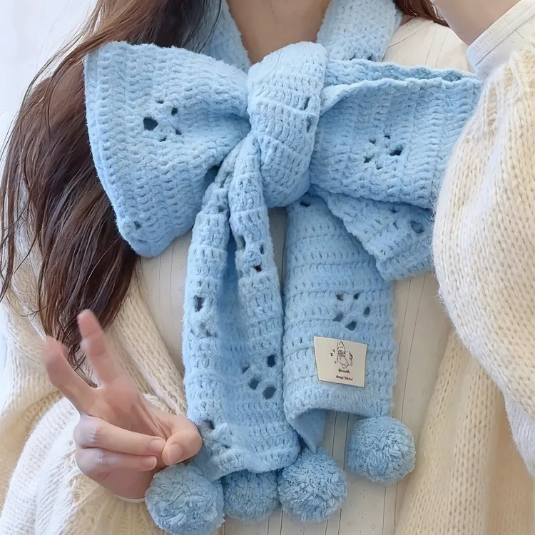 【猫咪踏雪】猫爪围巾手工编织diy毛线材料钩织围脖云朵棉棉礼物
