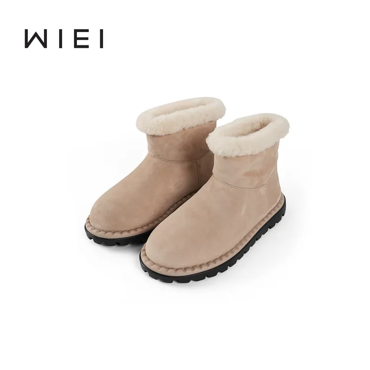 《WI EI》时髦羊反绒 加绒羊羔 皮毛一体 雪地靴毛毛短靴W25311029