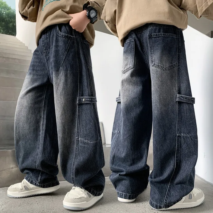 男童牛仔裤春秋儿童宽松裤子2025新款中大童秋季男孩秋装休闲长裤