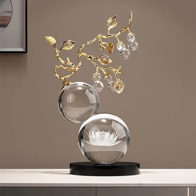 现代轻奢招财水晶葫芦福禄双全摆件客厅酒柜装饰品新家乔迁送礼品