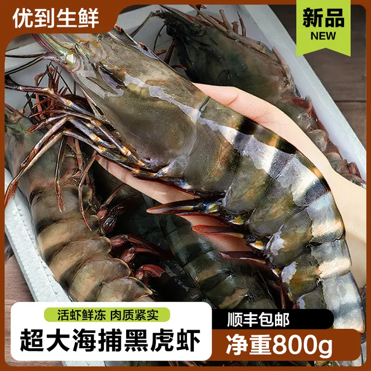 陆丰水产超大黑虎虾非盐冻特大号黑虎虾金刚虾海鲜水产鲜活速冻商品图