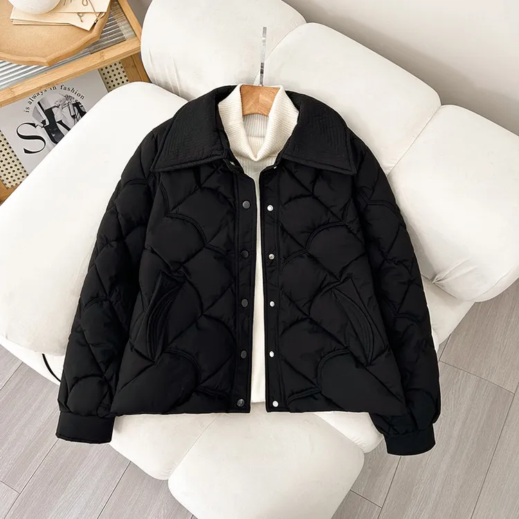 小香风短款棉服女冬季小个子宽松休闲轻薄洋气2025年新款棉袄外套