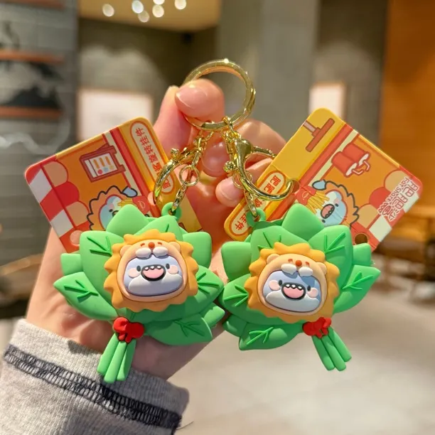 肥肥鲨幸运柚子叶可旋转鲨鲨创意钥匙扣可爱女生包包挂件正版授权