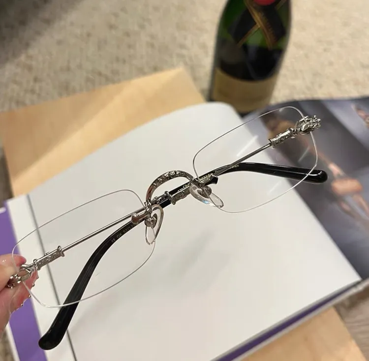 简单无框眼镜复古商务超轻素颜高级感眼镜