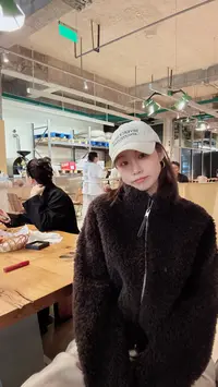 【丽姐女装】泰迪熊短外套｜100%绵羊毛面布 慵懒保暖毛茸外套W0557
