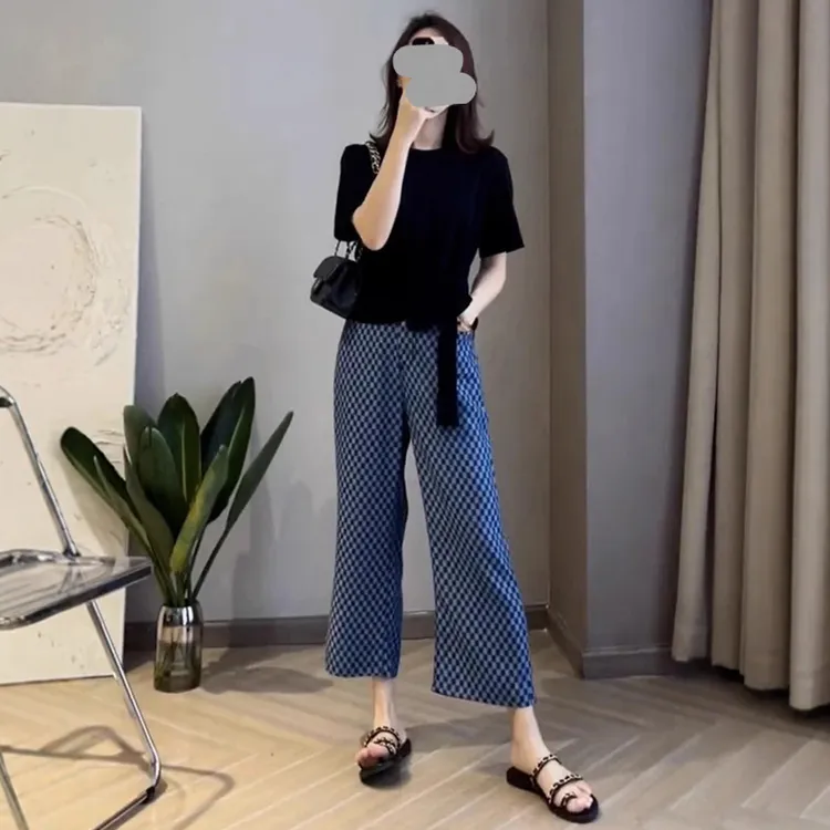 夏季穿搭一整套御姐职业盐系穿搭阔腿裤名媛气质两件套装女小香风