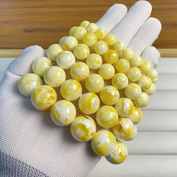【二代精选】瓷白金花圆珠手串手链