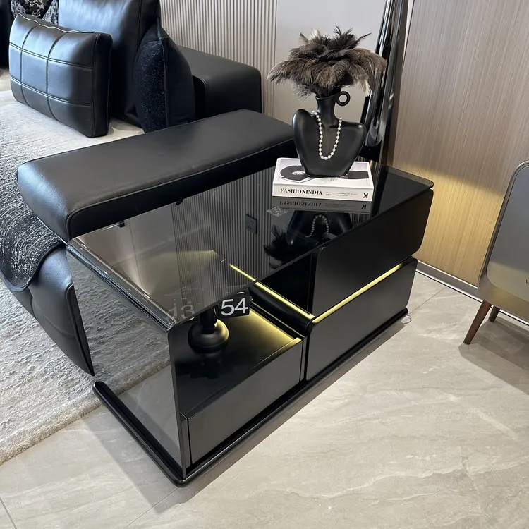 意式轻奢高级感智能家具可移动沙发侧边柜创意感应灯客厅角几茶几