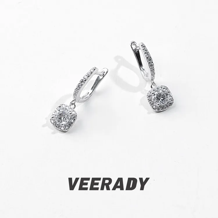 925银合成锆石耳饰 方糖耳扣女款时尚设计感方包耳环小众气质轻奢