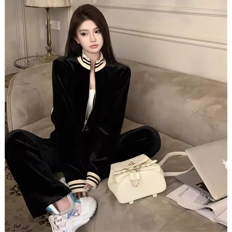 运动风休闲套装高级感外套长裤两件套早秋装搭配一整套显瘦气质