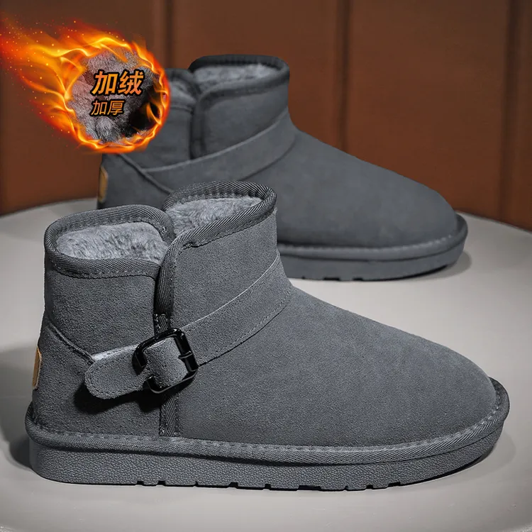 雪地靴男款加厚冬季保暖特厚皮毛一体男士户外防滑高帮东北厚棉鞋