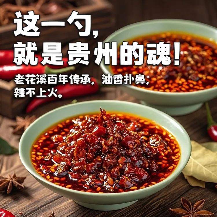【老花溪油辣椒】正宗手工贵州特产淡淡烟熏味拌粉拌面凉菜蘸水包邮