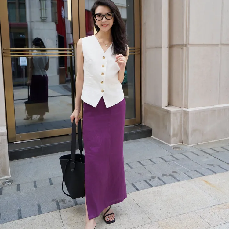 【夏季福利1】100%亚麻马甲半裙裤子