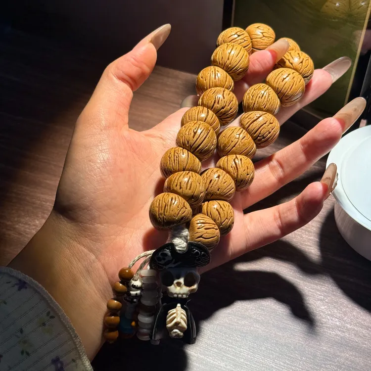 肥粥家树纹桃核大肠精工雕刻DIY搭配鹿角根付海贼王手持手串