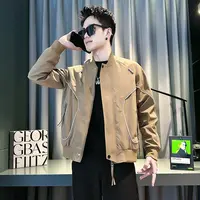 棒球领夹克男款春秋季痞帅男装外套辑明线上衣服2025新款秋装褂子