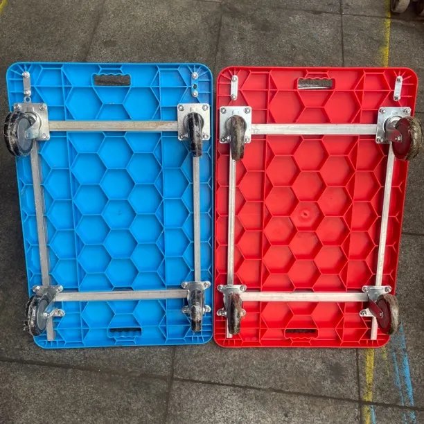 静音峰窝手推车折叠平板车四轮便携家用手推车平板搬运车蓝色时尚