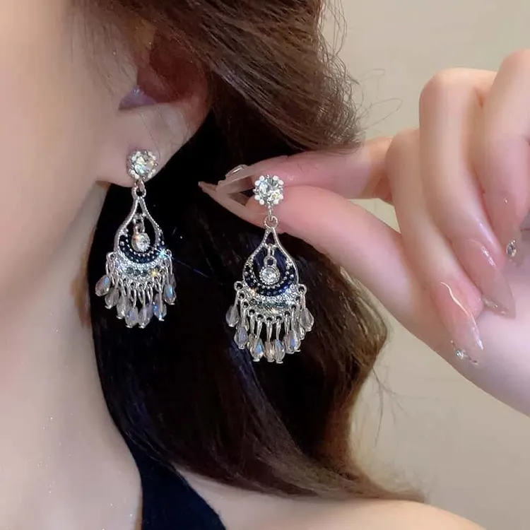 合金耳饰 民族风流苏耳环复古耳钉2025新款耳饰女波西米亚风耳坠