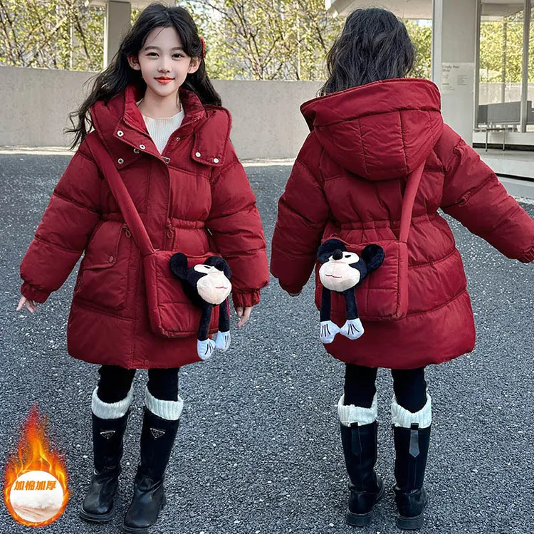 女童棉衣冬装2025新款洋气儿童加厚棉袄中大童装冬季红色羽绒棉服