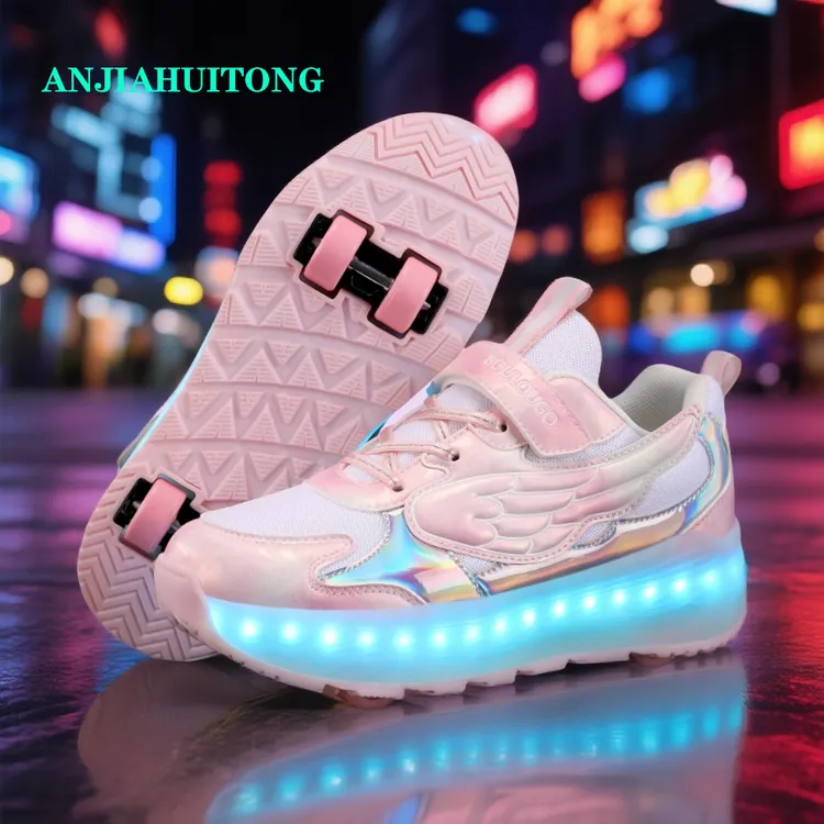 男童女童可收缩暴走鞋学生暴走鞋四轮秋冬款大童儿童发光暴走鞋