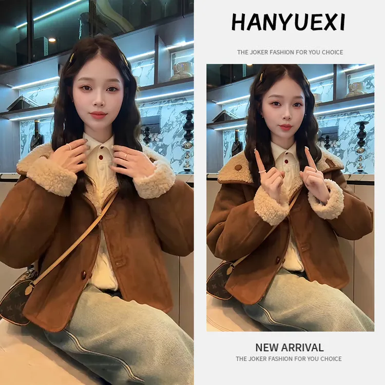 今年流行漂亮套装2026新款小众韩版洋气百搭保暖外套牛仔裤两件套