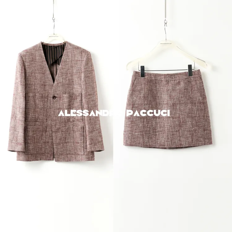 AP洛哥43187WZ/51011QB【限量黑标/干枯玫瑰】绵羊毛亚麻西装/半裙