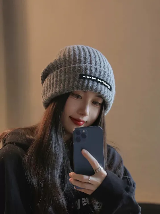 百搭时尚男士帽子秋冬青年情侣大头围显脸小针织加绒户外防风保暖