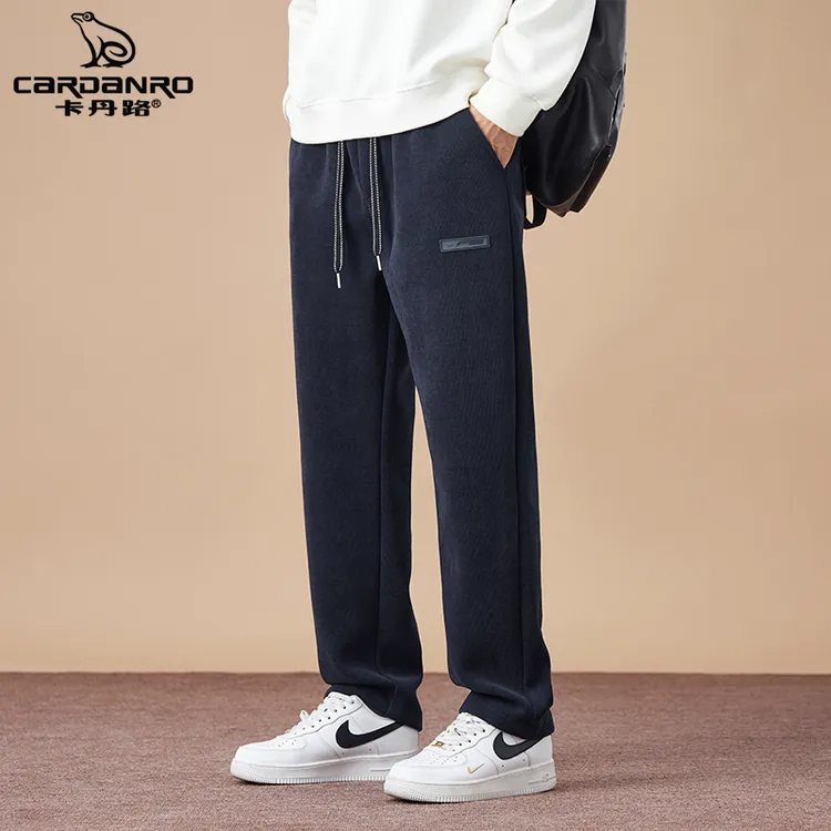 Cardanro/卡丹路2025春秋季简约直筒平脚束脚宽松百搭休闲裤男