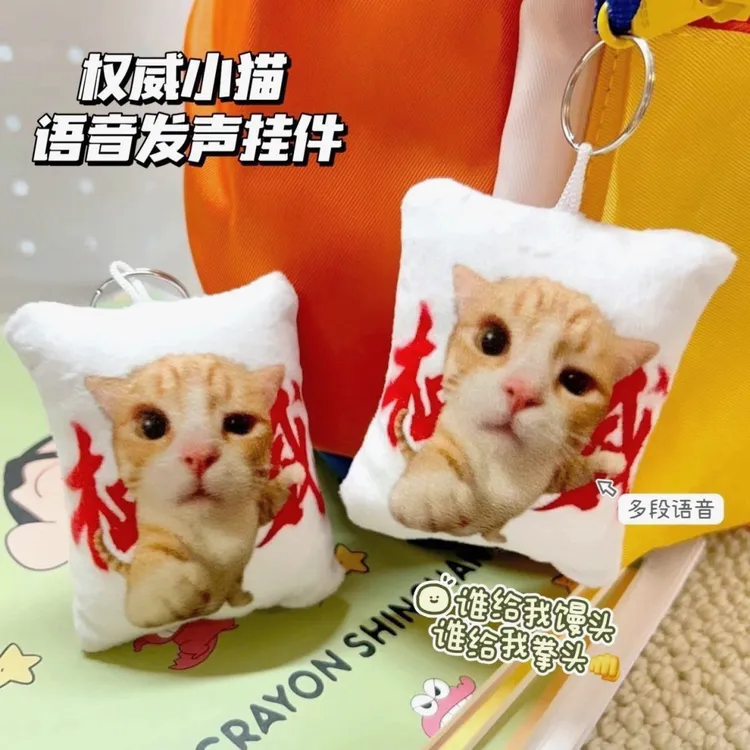 谁给我拳头权威小猫抽象音效发声钥匙扣毛绒语音整蛊玩具钥匙扣