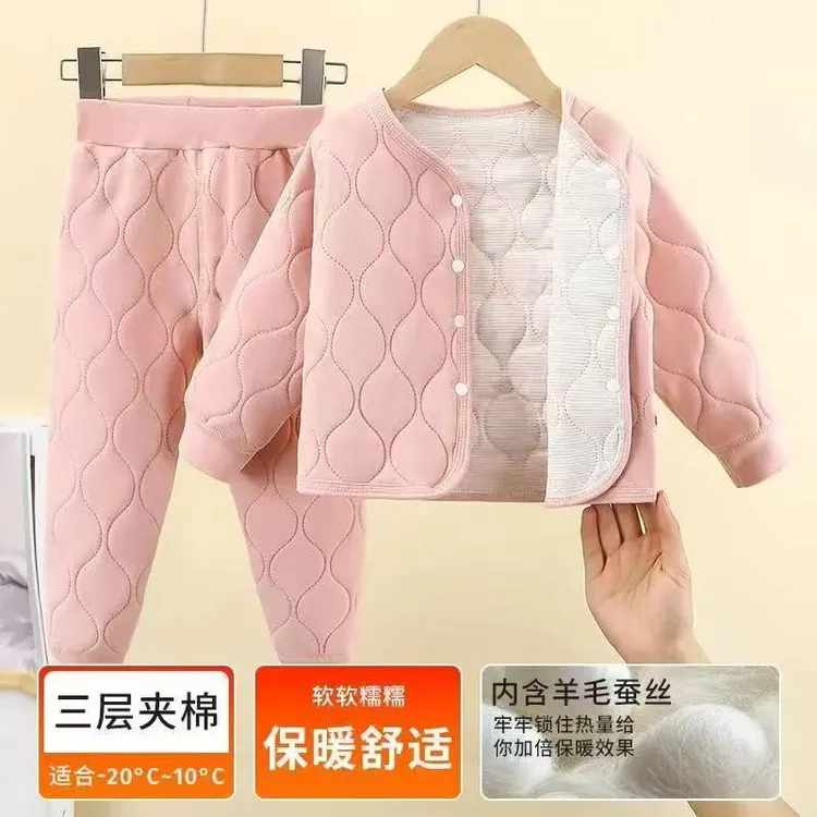 儿童校服神器棉裤三层夹棉包条秋冬加厚保暖裤男童女童学生套装