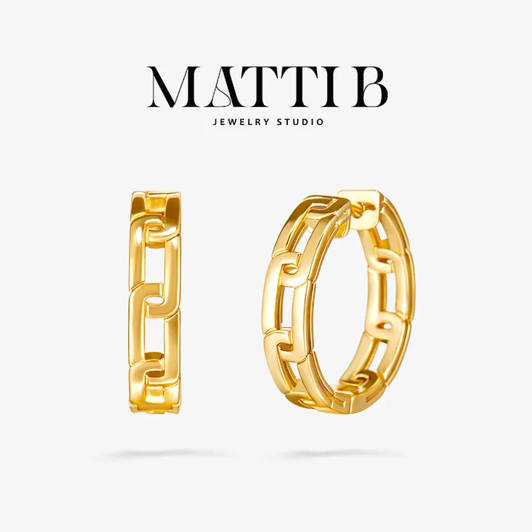 铜合金耳饰 链条镂空耳圈女气质时尚百搭新爆款高端轻奢耳环1255