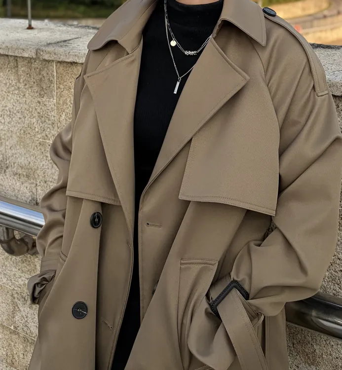 【CYue】韩系女款秋冬中长风衣网红外套中长款YH060610