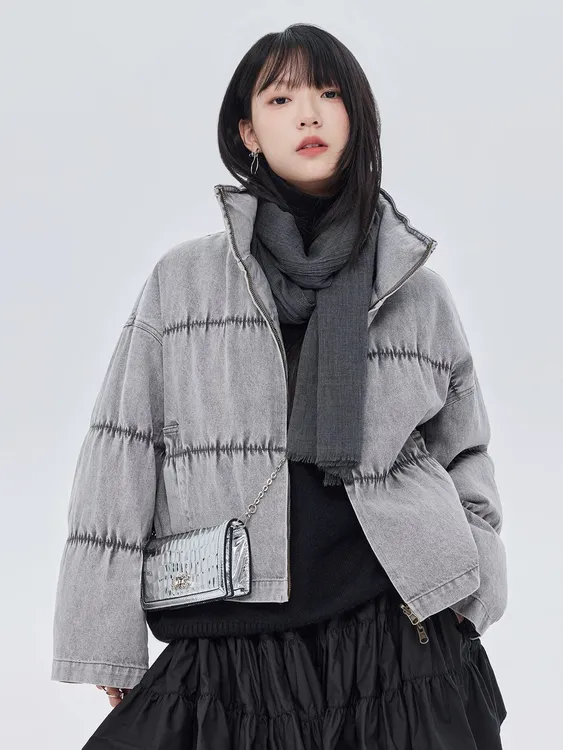 CHICEASE 挪威清晨 宽松短款拉链立领秋冬双面穿2025新款羽绒服