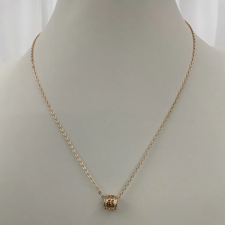 铜合金锆石项链 新款单颗镂空项链0005