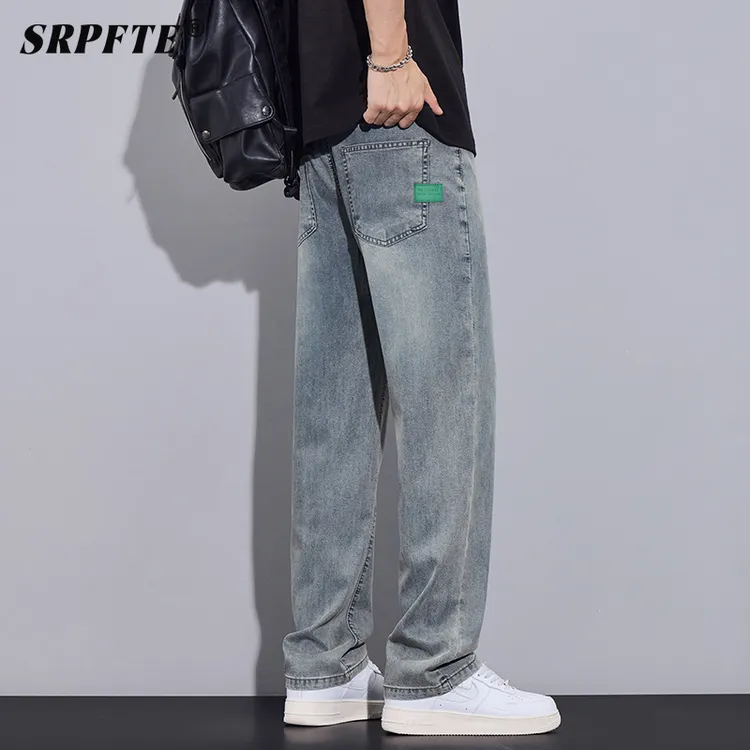天丝凉感牛仔裤男士夏季薄款2025新款美式宽松直筒休闲阔腿长裤子