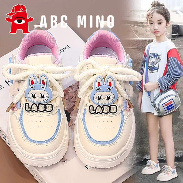 ABC MINO女童鞋子2025新款秋季儿童公主运动板鞋女孩拉布布小白鞋