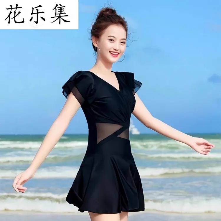 蕾丝连体泳衣2025夏季ins新款气质时尚性感修身遮肚显瘦连体裙