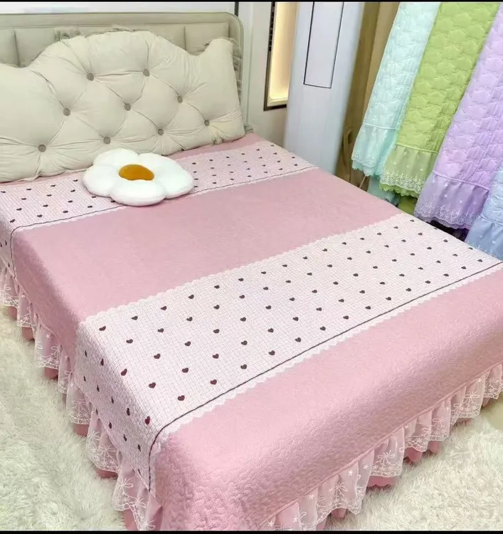 0春夏新品四季床盖有氧双层纱蕾丝床裙亲肤舒适可机洗单床盖