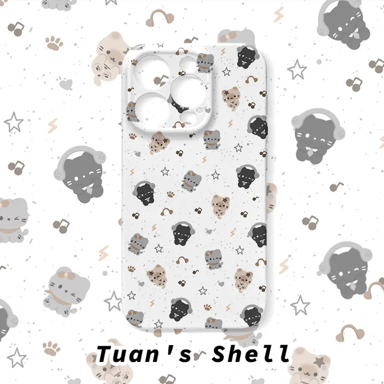 耳机猫咪菲林软壳适用苹果VIVO华为OPPO小米荣耀一加手机壳