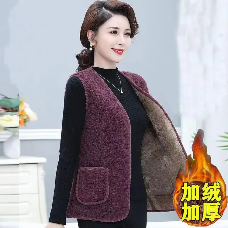【颗粒绒马甲】中老年女装中老年女秋冬宽松马甲加厚保暖
