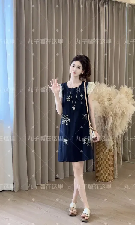 【晚空烟火】LULU夏季新款时尚休闲连衣裙薄款中国风连衣裙XL582