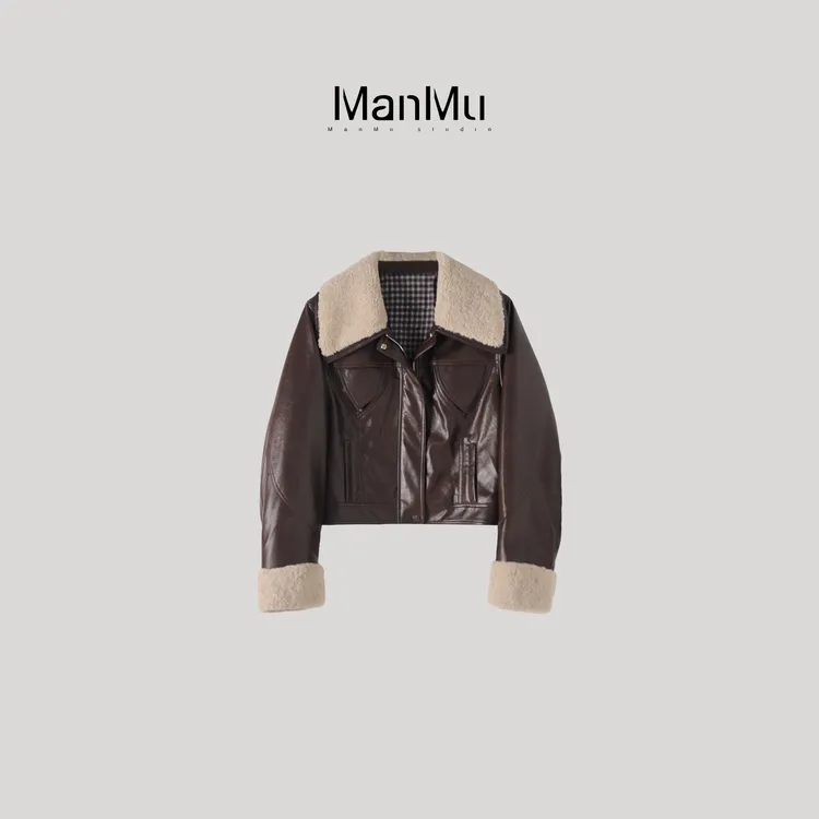 满目ManMu 【张琪专属】高级定制秋冬时尚百搭毛领皮衣350777