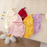 春秋常规纯色巫师帽前开小衫休闲风卫衣秋装连帽女童薄款